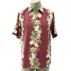 Tommy Bahama Pineapple Floral Tropical Red Short Sleeve‎ Button-Up Shirt Mens M